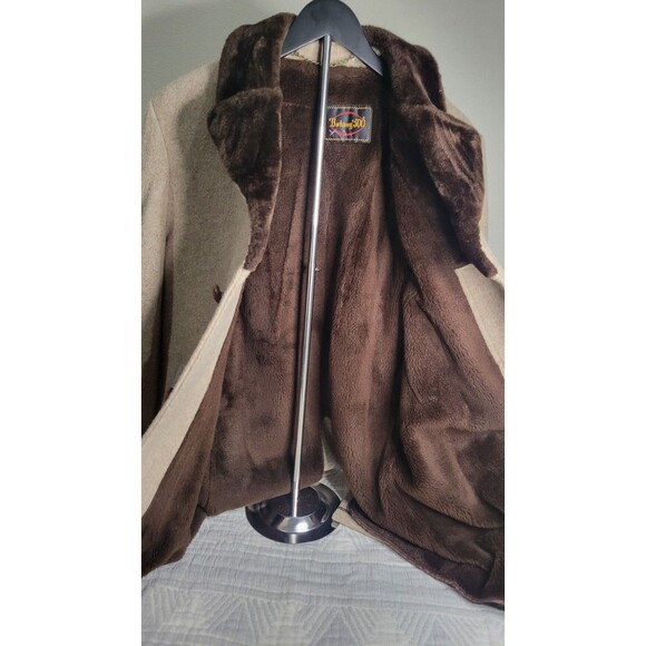 Vintage Botany 500 Men’s 40 Long Wool Coat Camel Tan Faux Fur Lined Overcoat - Picture 4 of 12